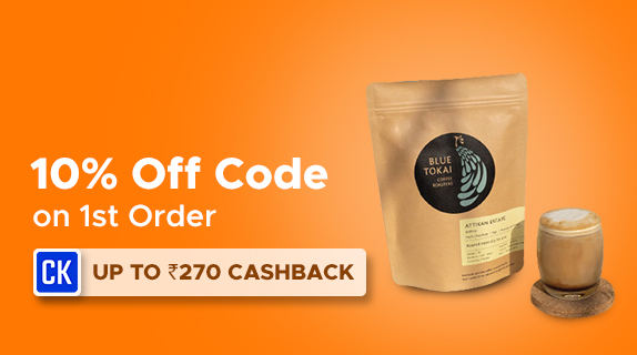 Blue Tokai: Flat 10% Off On first Order + Upto Rs 270 CashKaro Cashback on Order over Rs 400